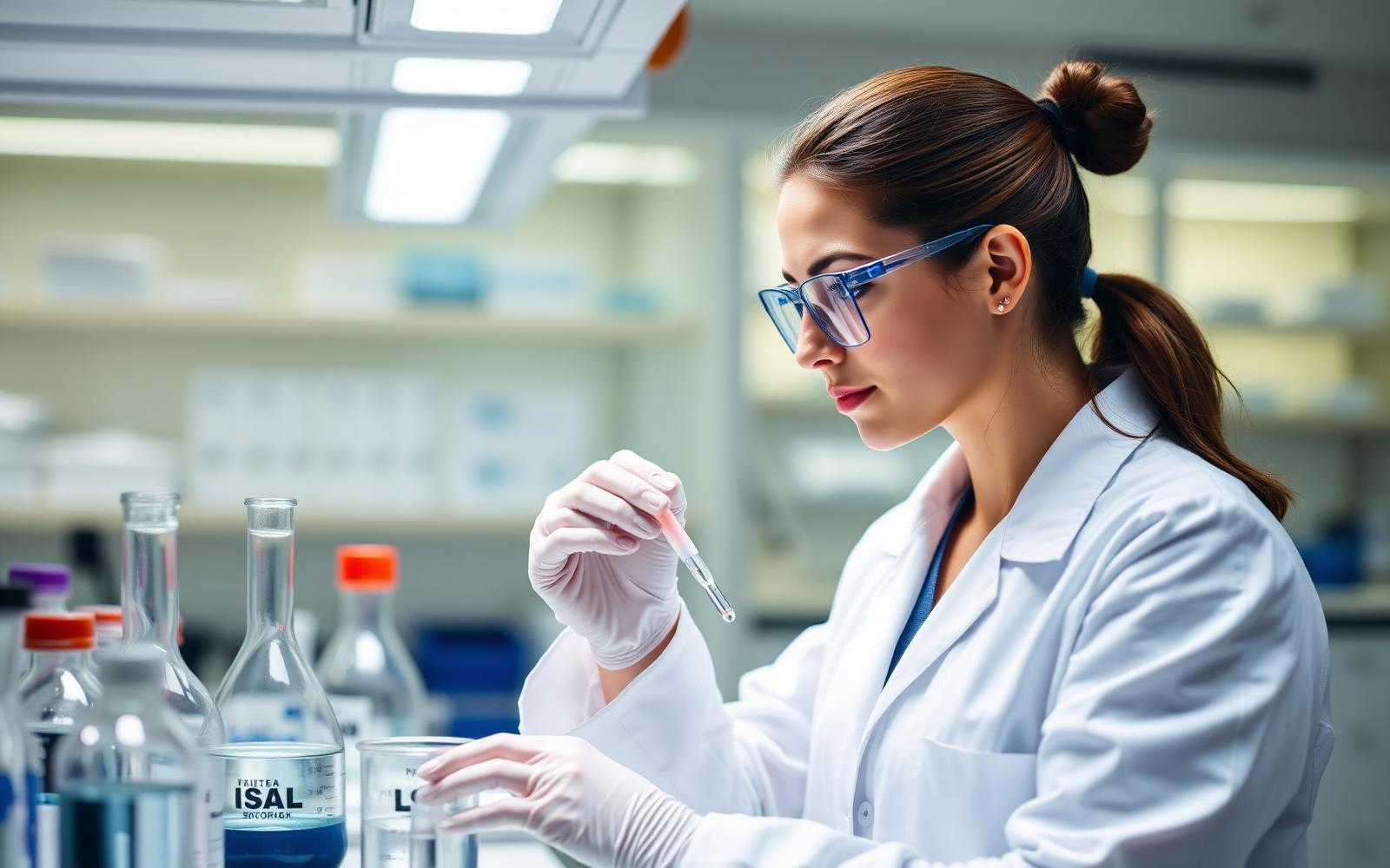 Chemist analysing a water sample in the Enviro Care laboratory